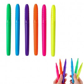 Mini Fluorescent Barrel Broad Tip Highlighter w/Removable Cap with Logo