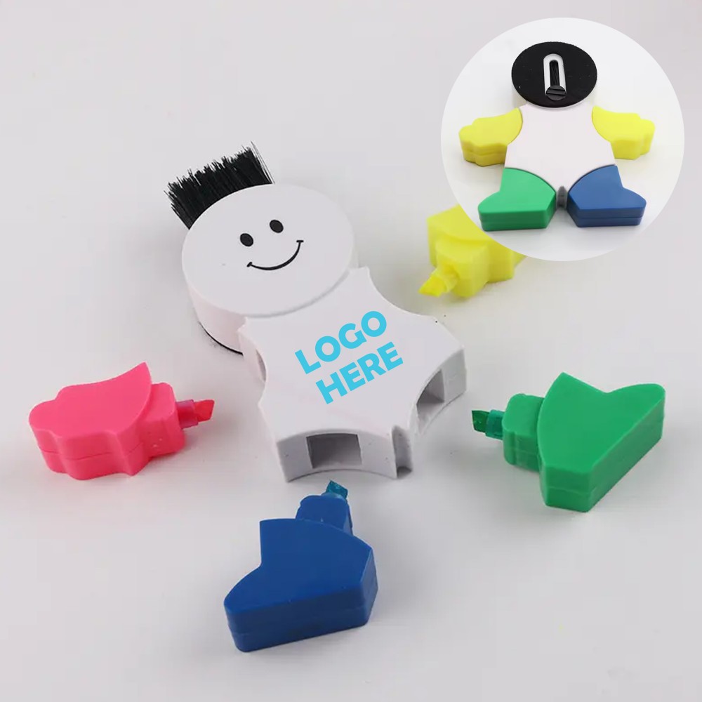 Personalized 4 In 1 Cartoon Humanoid Shape Highlighter Marker