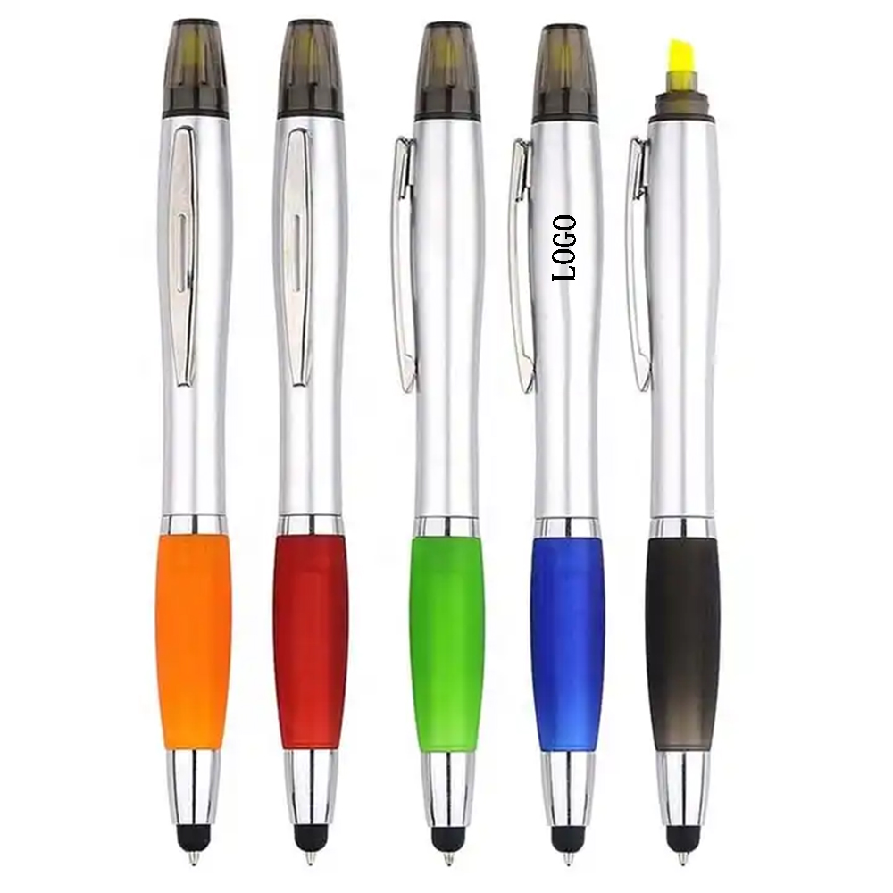 Personalized 3-in-1 Plastic Click Action Ballpoint Pen w/Highlighter & Touch Screen Stylus Personalized 3-in-1 Plastic Click Action Ballpoint Pen w/Highlighter & Touch Screen Stylus