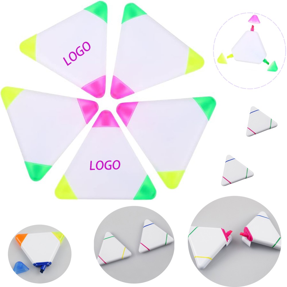 3 In 1 Triangle Shape Highlighter Pen with Logo
