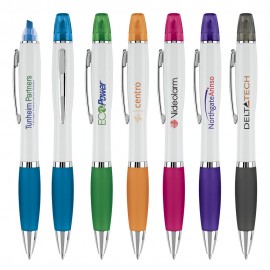 Two-Toned Curvy Ballpoint Pen Highlighter Combo with Logo