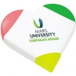 Logo Printed 3-Color Heart Highlighter (Full Color)