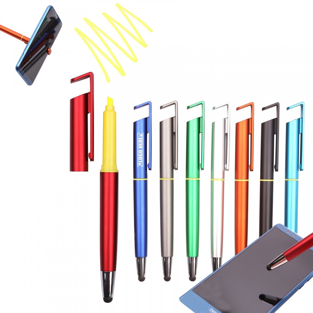 Logo Branded Highlighter Stylus Pen w/Phone Stand Logo Branded Highlighter Stylus Pen w/Phone Stand