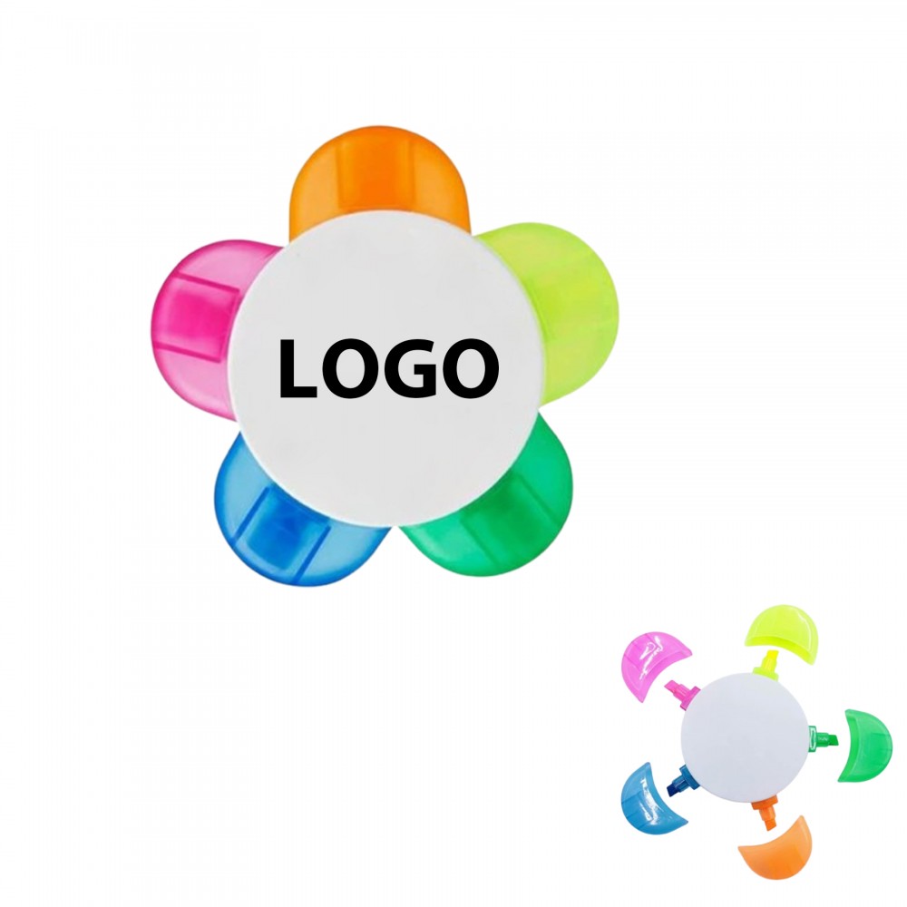 Five-color Fluorescent Marker Highlighter with Logo