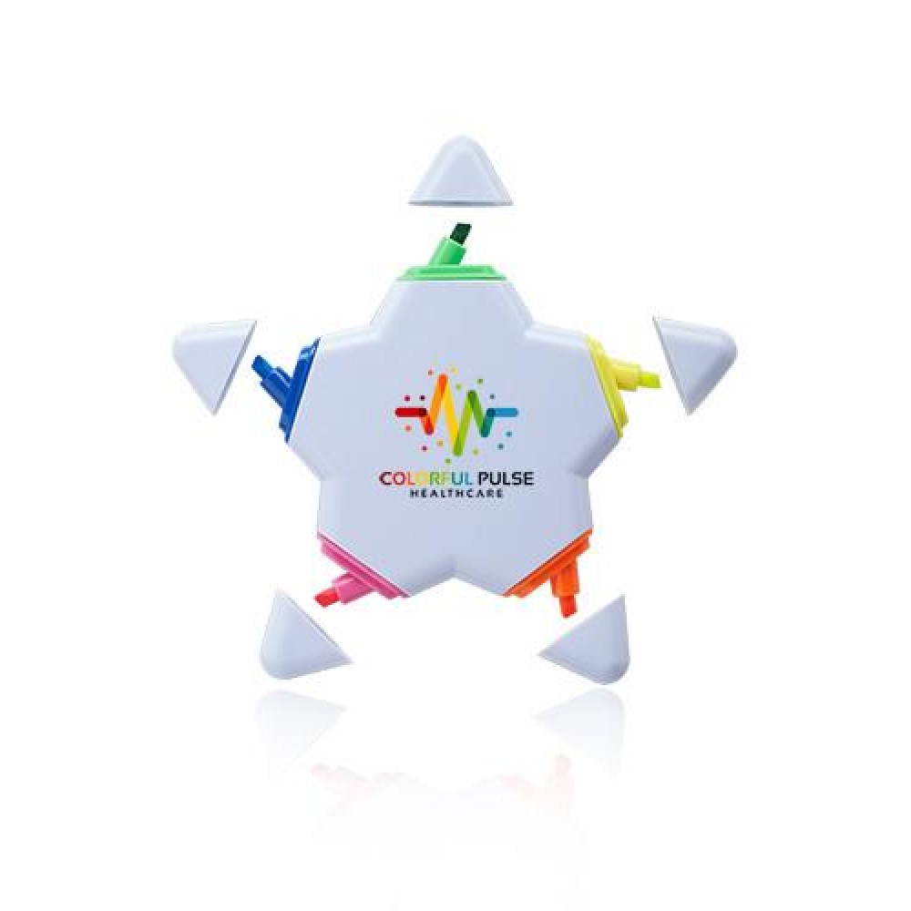 Promotional Star Shaped 5 Color Highlighters