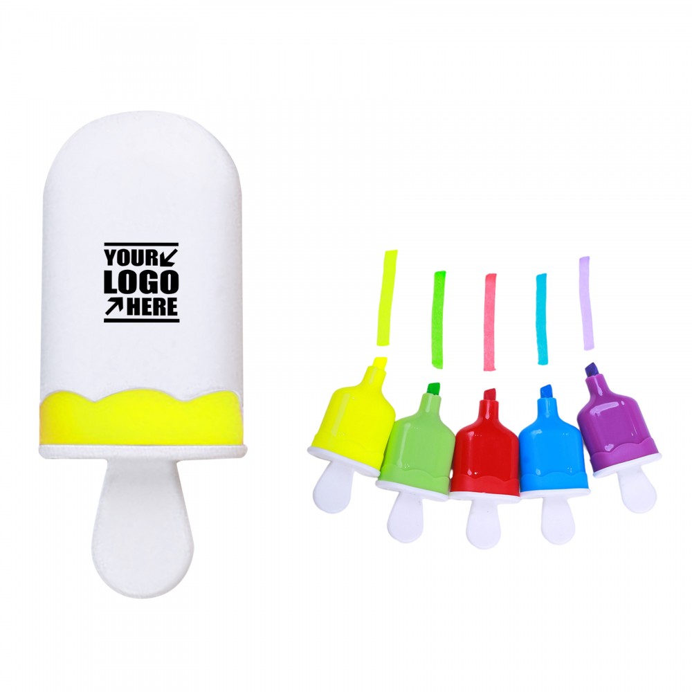 Logo Branded Ice Cream Stick Shaped Highlighter