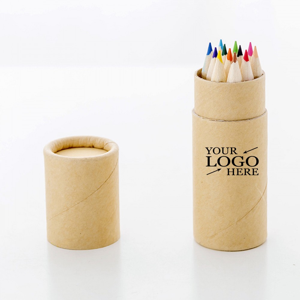 12 Colored Pencils in Tube with Logo