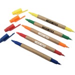 Logo Branded Dual function Eco Friendly ballpoint pen with Highlighter