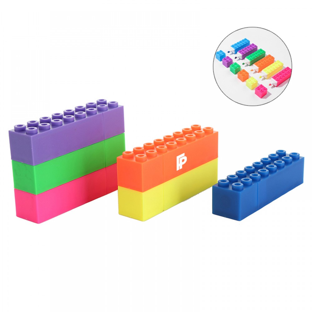 Custom Imprinted Large Creative Building Blocks Highlighter Pen / Block-shaped Highlighter Custom Imprinted Large Creative Building Blocks Highlighter Pen / Block-shaped Highlighter