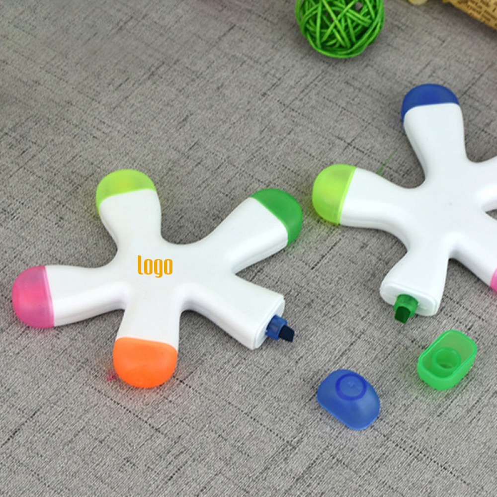 5-In-1 Five Color Starfish Shape Highlighter with Logo