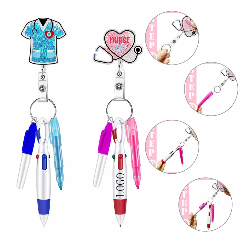 Acrylic Nurse Pen Set Medical Telescopic Scroll with Logo Acrylic Nurse Pen Set Medical Telescopic Scroll with Logo