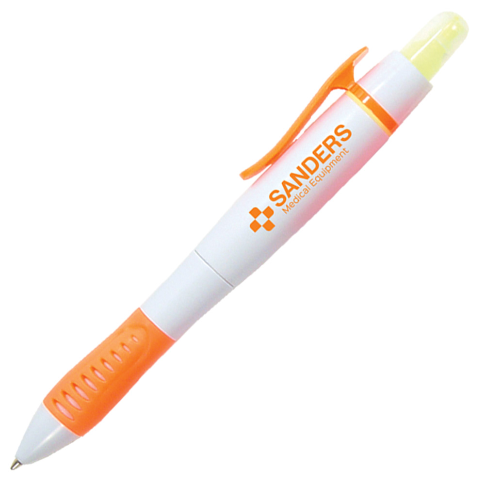 Double Take Pen & Highlighter Combo - White Barrel Custom Imprinted Double Take Pen & Highlighter Combo - White Barrel Custom Imprinted