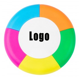 Round circular Shaped 5 Color Highlighter with Logo