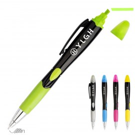 Black Barrel Ballpoint Pen With Highlighter with Logo