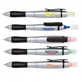 2- In- 1 Twist Action Highlighter And Ball Point Pen with Logo
