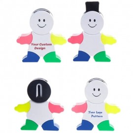 Custom Unique Snow Man Shape Plastic 4 Colors Highlighter w/Keyboard Brush