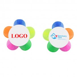 Personalized 5-In-1 Fluorescent Flower Shape Pen Petal Watercolor Highlighter MOQ 100PCS