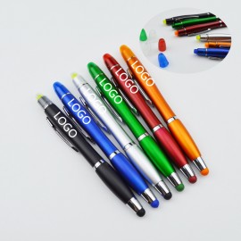 Customized 3" 1 Combo Wax Gel Highlighter With Pen And Stylus For Touchscreens