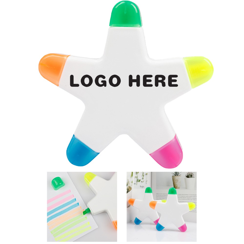 Multicolor Star Shape Fluorescent Highlighter Pen with Logo