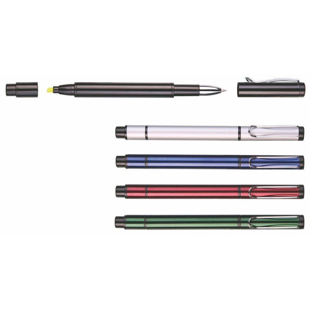 Metal Ballpoint Pen with Yellow Highlighter Logo Printed Metal Ballpoint Pen with Yellow Highlighter Logo Printed