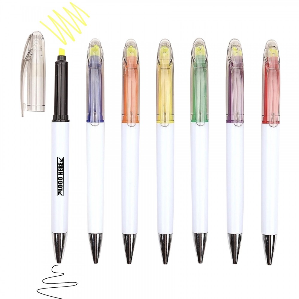 Logo Branded Ballpoint Pen With Yellow Highlighter