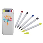 5 in 1 Pencil, Ballpoint Pen and Highlighter Set with Logo