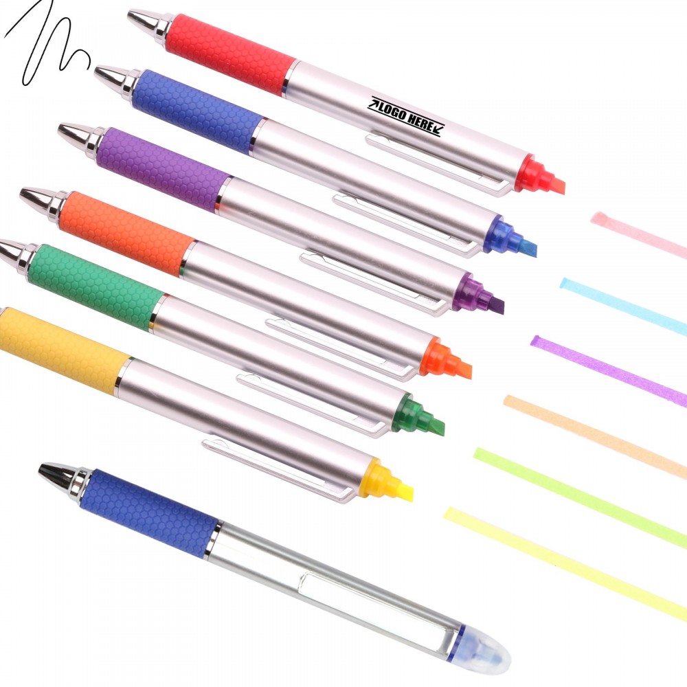 Personalized Ballpoint Silver Pen With Highlighter Personalized Ballpoint Silver Pen With Highlighter