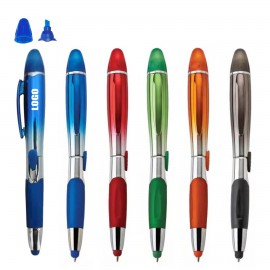 Promotional Gradual Color Barrel Pen With Highlighter And Stylus