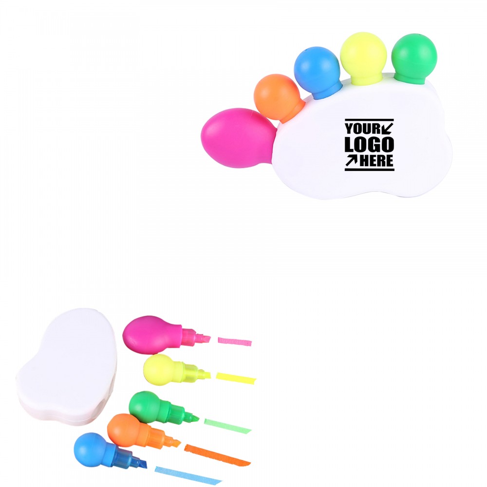 Footprint Shaped 5 In 1 Highlighter with Logo Footprint Shaped 5 In 1 Highlighter with Logo