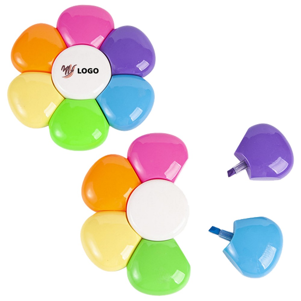 Flower Shape 6 In 1 Highlighter with Logo Flower Shape 6 In 1 Highlighter with Logo