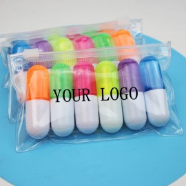 Customized 6 Pcs Mini Pill Shaped Highlighter Set  Customized 6 Pcs Mini Pill Shaped Highlighter Set