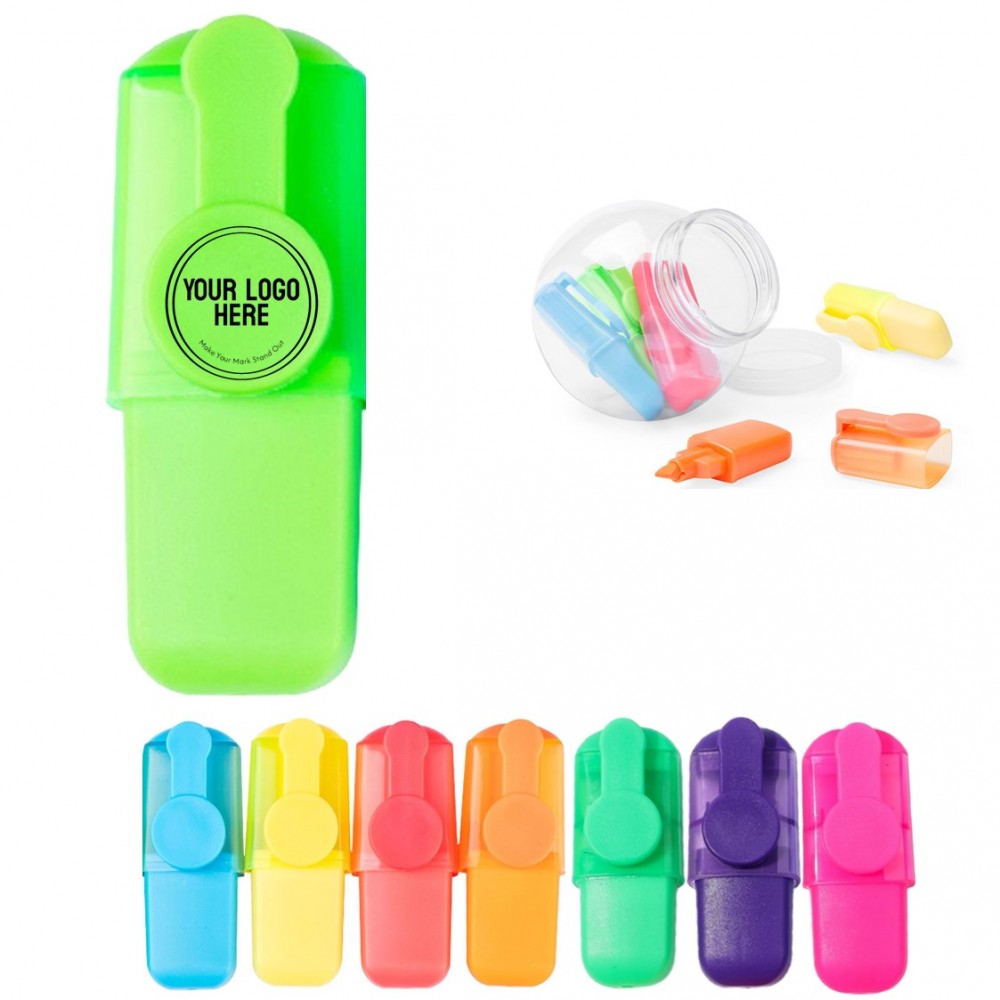Logo Branded Mini Highlighter Set in Clear Jar