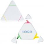 Customized 3 Color Triangular Plastic Highlighter Set W/ Snap-On Cap