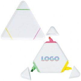 Customized 3 Color Triangular Plastic Highlighter Set W/ Snap-On Cap
