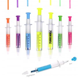Syringe Shaped Pen With Hightligher with Logo