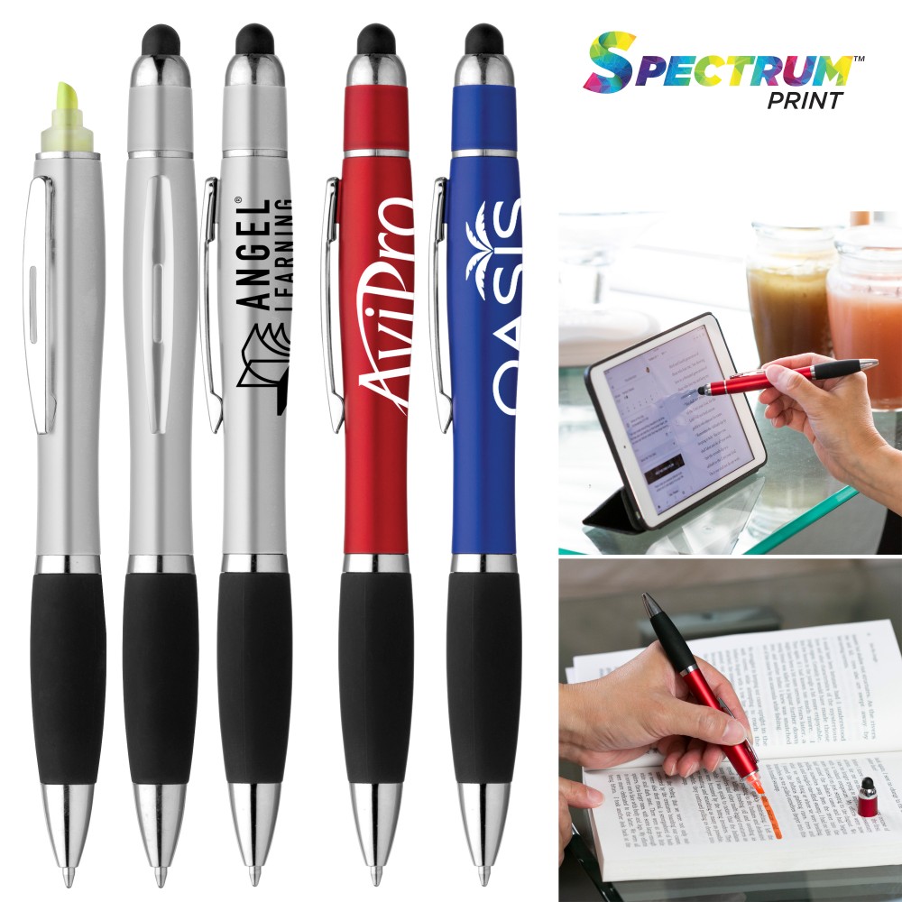 Curvaceous Stylus Cap Highlighter Pen with Logo