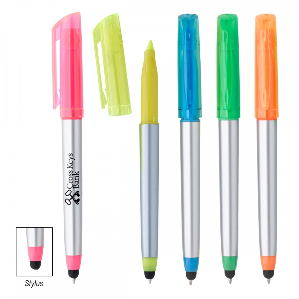 Trilogy Highlighter Stylus Pen with Logo