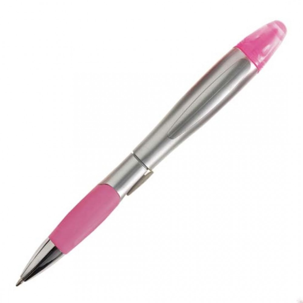 Silver Champion Pen/Highlighter - Pink with Logo
