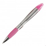 Promotional Silver Champion Pen/Highlighter - Pink