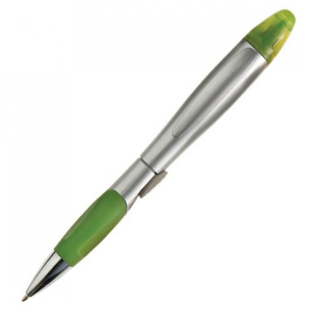 Silver Champion Pen/Highlighter - Green with Logo