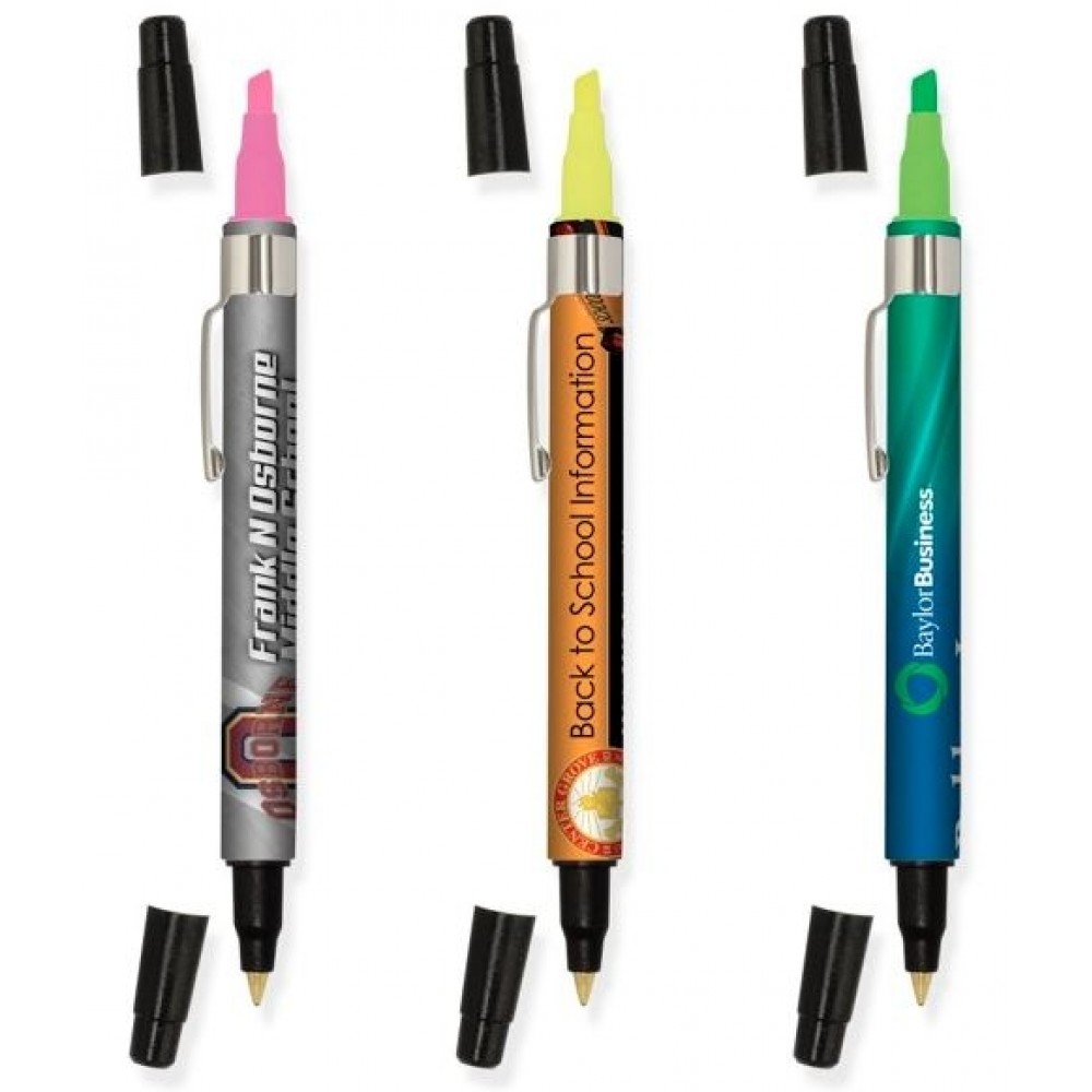 Highlighter/Ballpoint Pen Combo Logo Printed Highlighter/Ballpoint Pen Combo Logo Printed