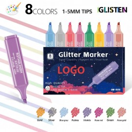 Personalized Metallic & Fluorescent Color Series Glitter Highlighter Pen Set