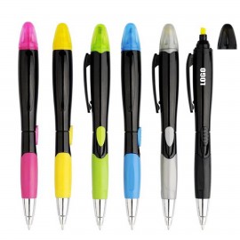 Customized Black Barrel Pen With Highlighter