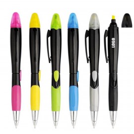 Black Barrel Pen w/Highlighter with Logo