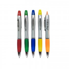 Silver Ballpoint Pen With Highlighter with Logo