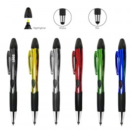Customized Shining Barrel Pen w/Highlighter & Stylus