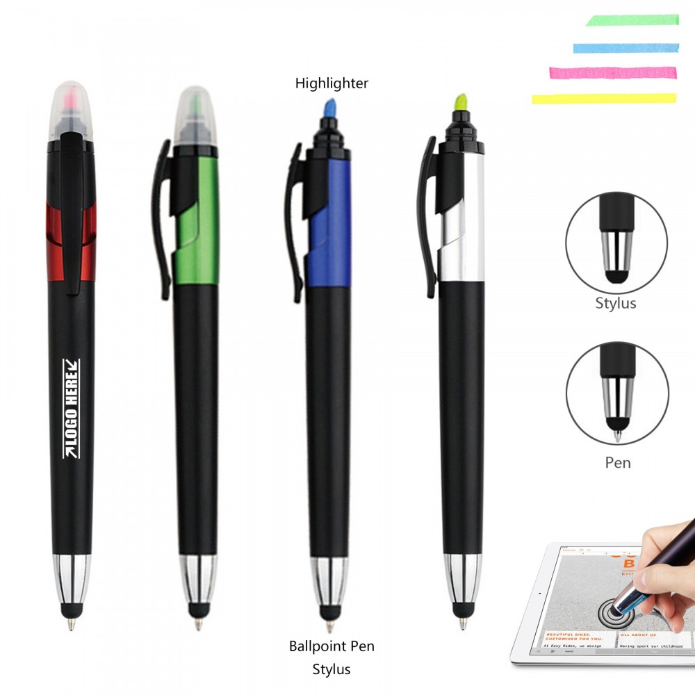 2 Side Highlighter Pen With Stylus with Logo 2 Side Highlighter Pen With Stylus with Logo