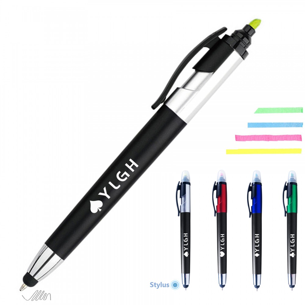 Click Ball Point Pen With Highlighter with Logo Click Ball Point Pen With Highlighter with Logo