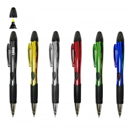 Shining Color Barrel Pen With Highlighter with Logo