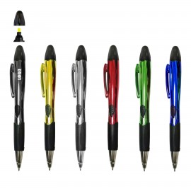 Customized Shining Color Barrel Pen With Highlighter